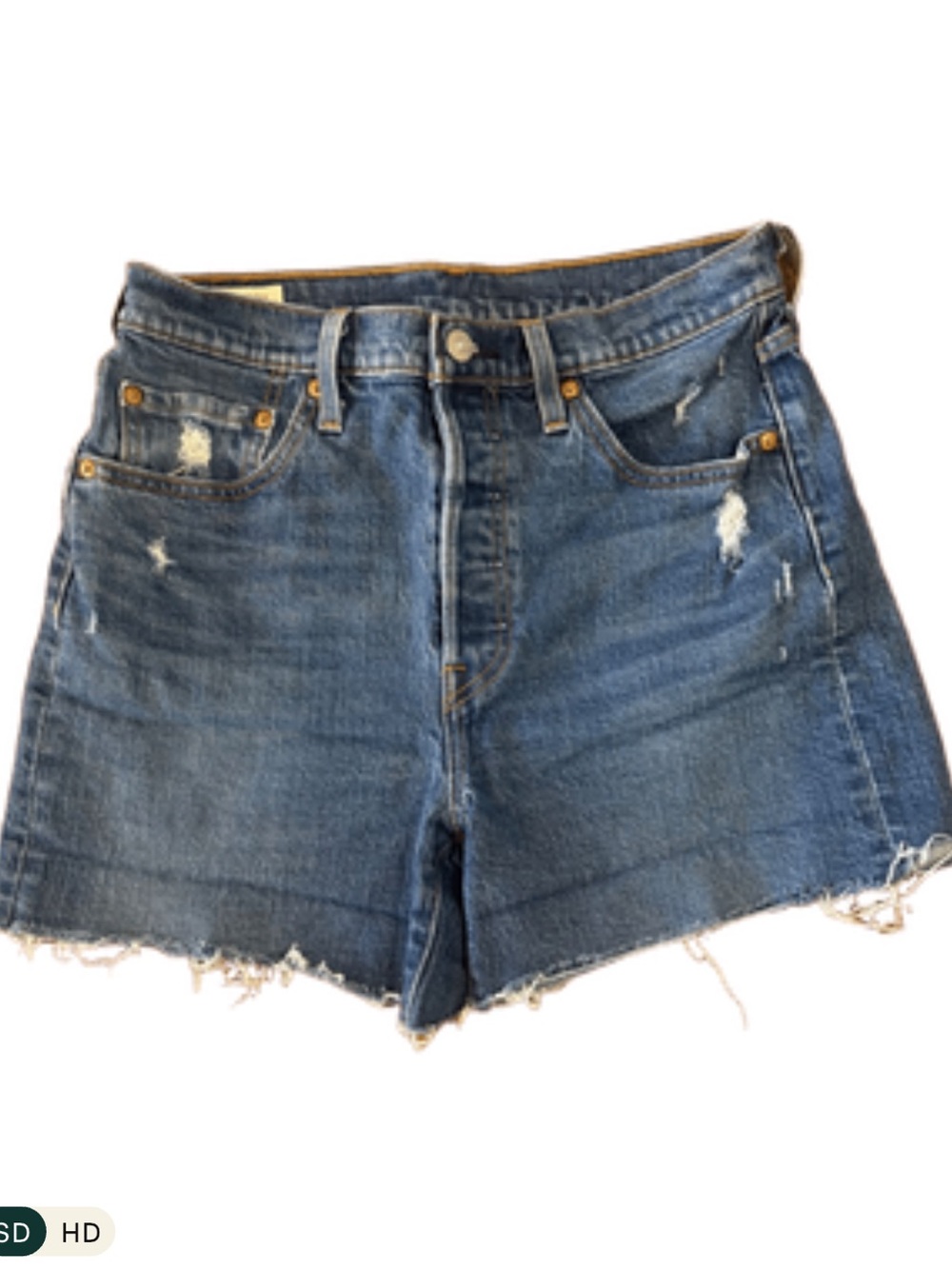 Levi's Distressed Frayed Hem Denim Shorts - Blue